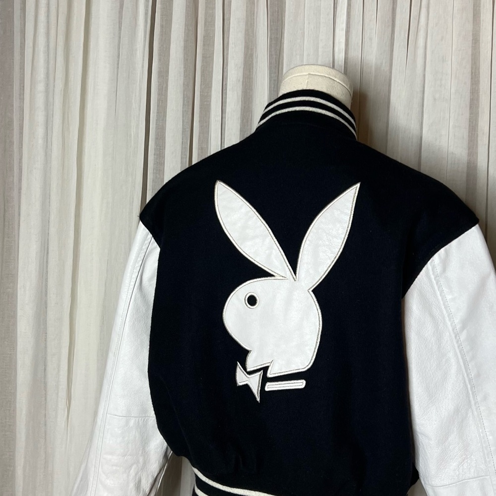 Y2K Playboy Black & White Reversible Varsity Jacket - Picture 6 of 11